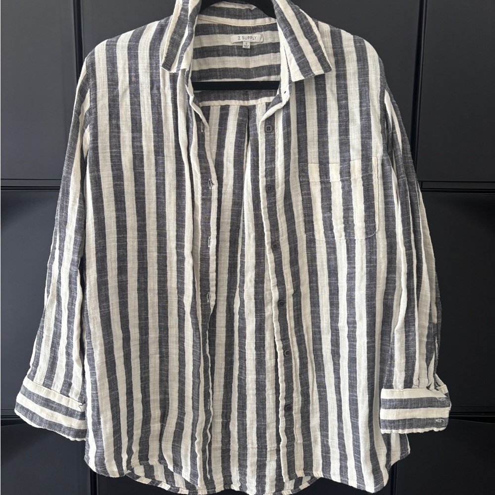 Z Supply Black and White Striped Shirt